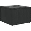 Trädgårdsbord med glasskiva svart 55x55x37 cm konstrotting vidaXL – miniatyr 2