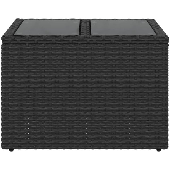 Trädgårdsbord med glasskiva svart 55x55x37 cm konstrotting vidaXL – bild 4