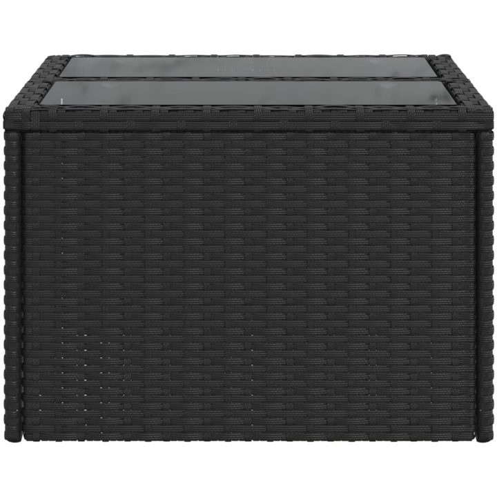 Trädgårdsbord med glasskiva svart 55x55x37 cm konstrotting vidaXL – bild 5