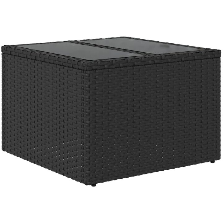 Trädgårdsbord med glasskiva svart 55x55x37 cm konstrotting vidaXL – bild 6