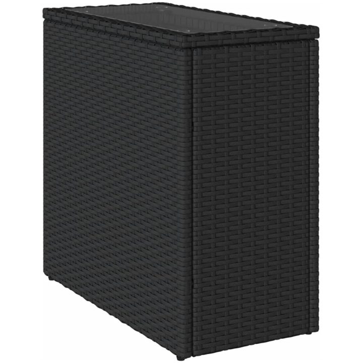 Trädgårdsbord med glasskiva svart 58x27,5x55 cm konstrotting vidaXL – bild 2