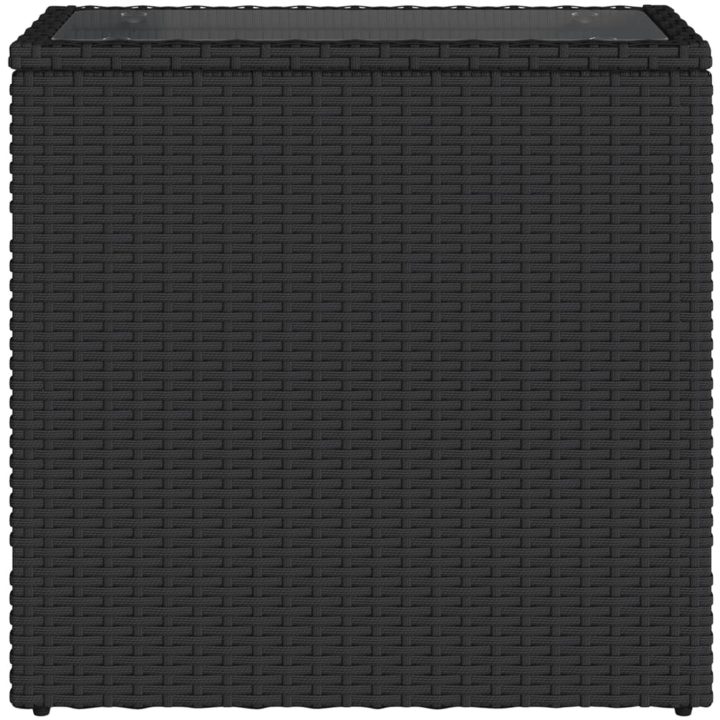 Trädgårdsbord med glasskiva svart 58x27,5x55 cm konstrotting vidaXL – bild 6