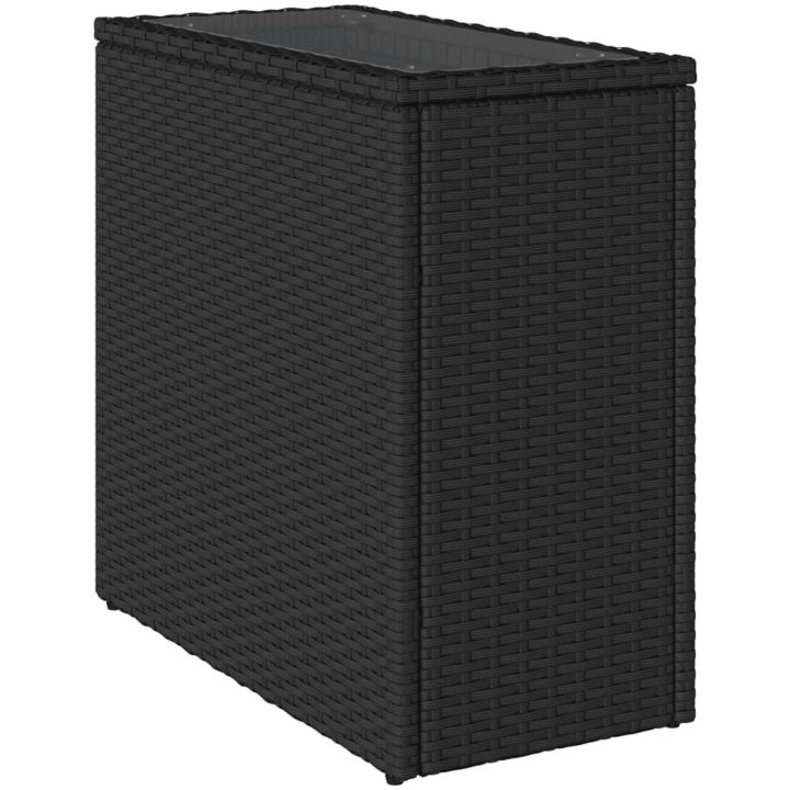 Trädgårdsbord med glasskiva svart 58x27,5x55 cm konstrotting vidaXL – bild 7