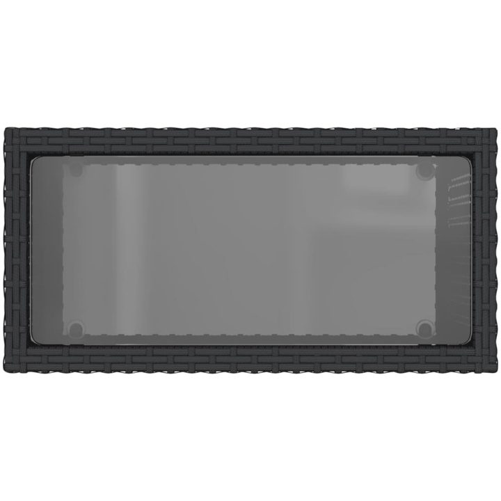 Trädgårdsbord med glasskiva svart 58x27,5x55 cm konstrotting vidaXL – bild 8