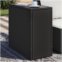 Trädgårdsbord med glasskiva svart 58x27,5x55 cm konstrotting vidaXL