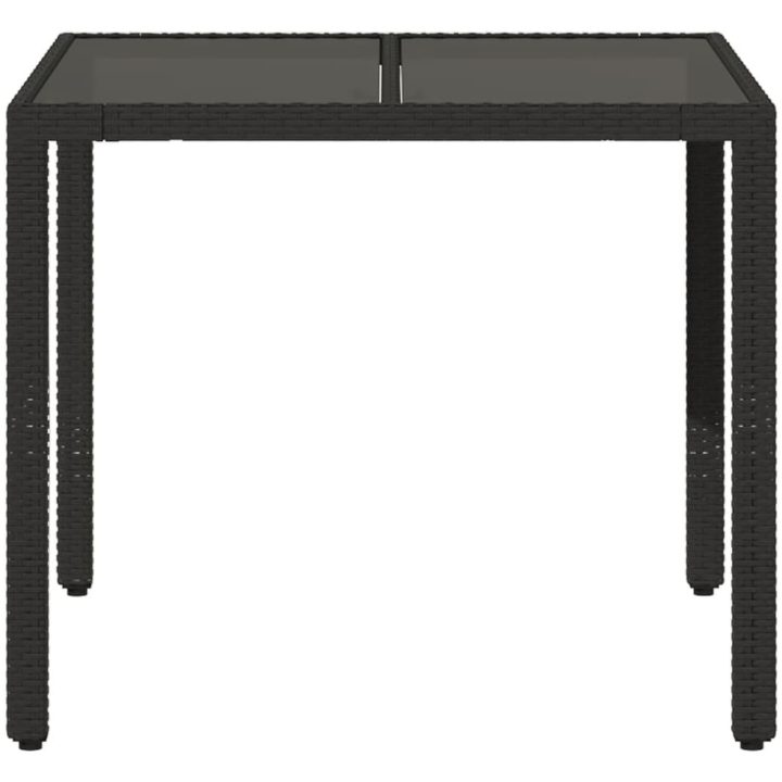 Trädgårdsbord med glasskiva svart konstrotting vidaXL – bild 4