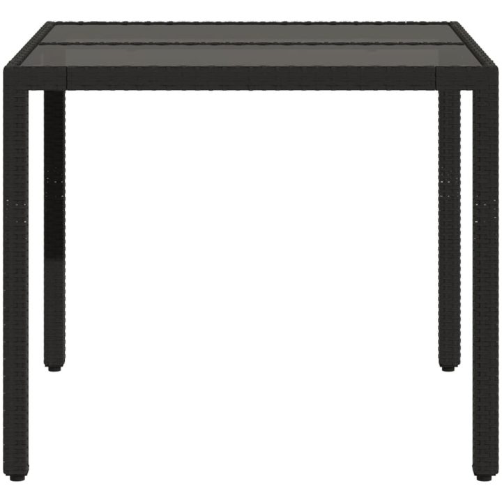 Trädgårdsbord med glasskiva svart konstrotting vidaXL – bild 5