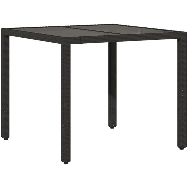 Trädgårdsbord med glasskiva svart konstrotting vidaXL – bild 6