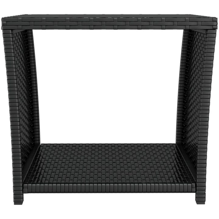 Trädgårdsbord med glasskiva svart konstrotting&härdat glas vidaXL – bild 3