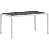 Trädgårdsbord med glasskiva vit 150x90x75 cm konstrotting vidaXL – miniatyr 2