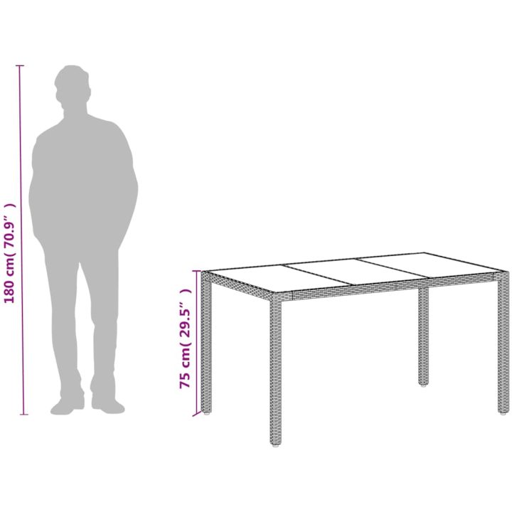 Trädgårdsbord med glasskiva vit 150x90x75 cm konstrotting vidaXL – bild 12