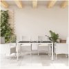Trädgårdsbord med glasskiva vit 150x90x75 cm konstrotting vidaXL – miniatyr 3
