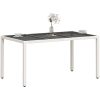 Trädgårdsbord med glasskiva vit 150x90x75 cm konstrotting vidaXL – miniatyr 4