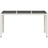 Trädgårdsbord med glasskiva vit 150x90x75 cm konstrotting vidaXL – miniatyr 5