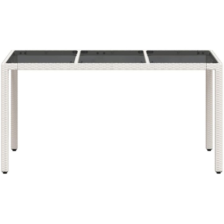 Trädgårdsbord med glasskiva vit 150x90x75 cm konstrotting vidaXL – bild 5