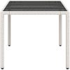 Trädgårdsbord med glasskiva vit 150x90x75 cm konstrotting vidaXL – miniatyr 6