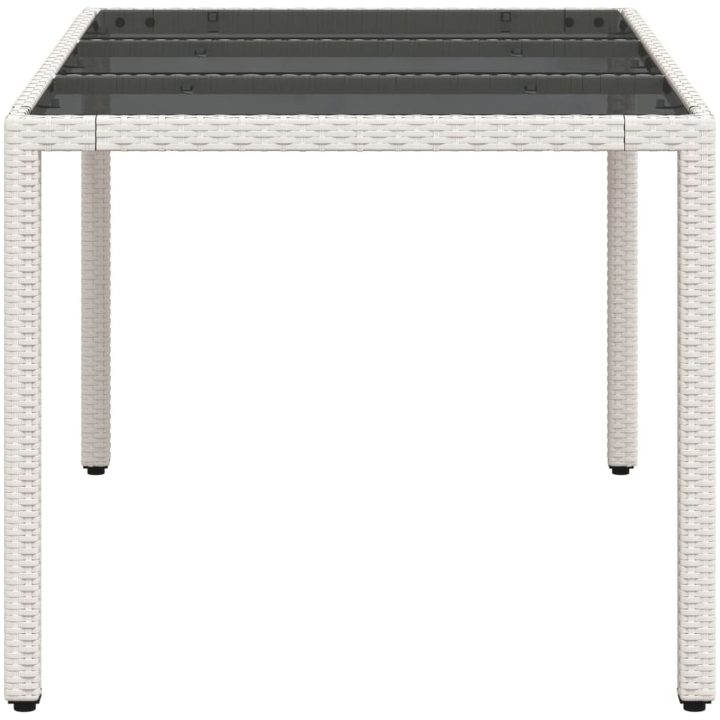 Trädgårdsbord med glasskiva vit 150x90x75 cm konstrotting vidaXL – bild 6