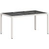 Trädgårdsbord med glasskiva vit 150x90x75 cm konstrotting vidaXL – miniatyr 7