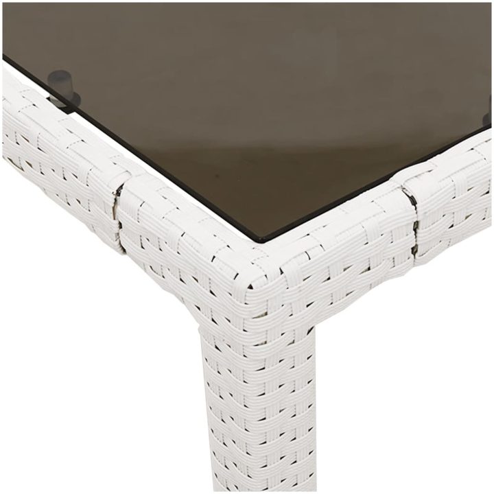 Trädgårdsbord med glasskiva vit 150x90x75 cm konstrotting vidaXL – bild 9