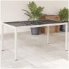 Trädgårdsbord med glasskiva vit 150x90x75 cm konstrotting vidaXL – miniatyr 1