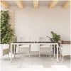 Trädgårdsbord med glasskiva vit 190x90x75 cm konstrotting vidaXL – miniatyr 3
