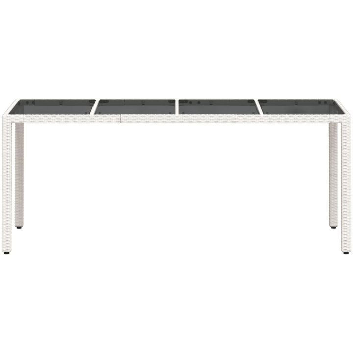 Trädgårdsbord med glasskiva vit 190x90x75 cm konstrotting vidaXL – bild 5