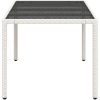 Trädgårdsbord med glasskiva vit 190x90x75 cm konstrotting vidaXL – miniatyr 6