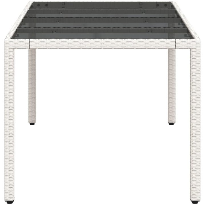 Trädgårdsbord med glasskiva vit 190x90x75 cm konstrotting vidaXL – bild 6