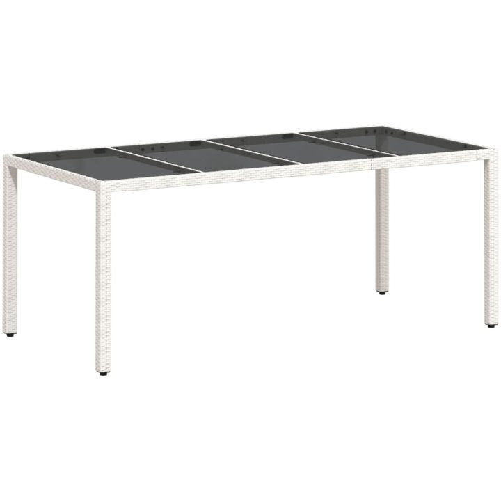 Trädgårdsbord med glasskiva vit 190x90x75 cm konstrotting vidaXL – bild 7