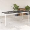 Trädgårdsbord med glasskiva vit 190x90x75 cm konstrotting vidaXL – miniatyr 1