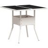Trädgårdsbord med glasskiva vit 80x80x75 cm konstrotting vidaXL – miniatyr 2