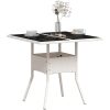 Trädgårdsbord med glasskiva vit 80x80x75 cm konstrotting vidaXL – miniatyr 4