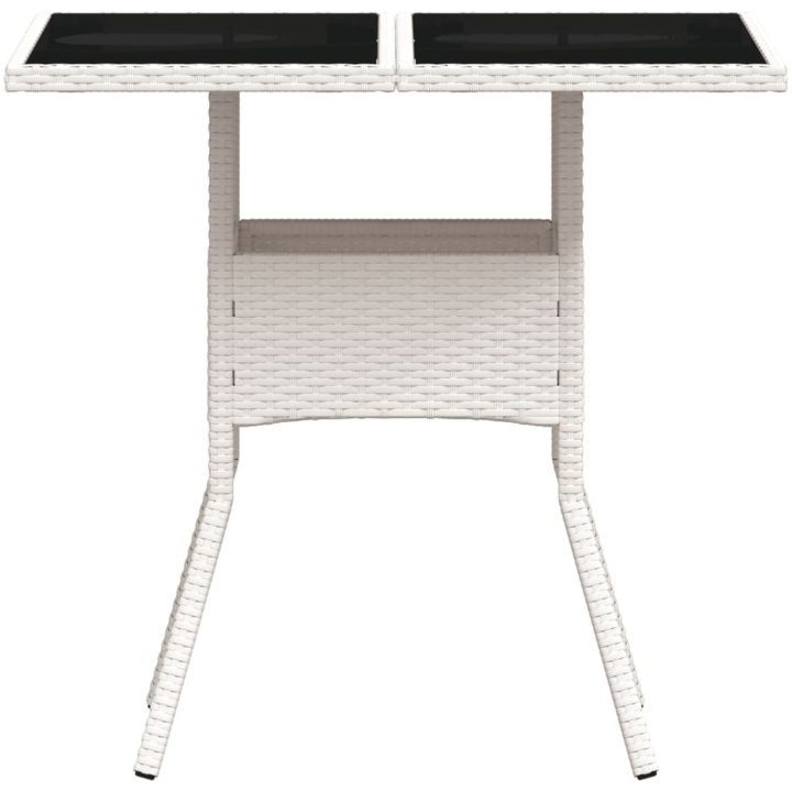 Trädgårdsbord med glasskiva vit 80x80x75 cm konstrotting vidaXL – bild 5