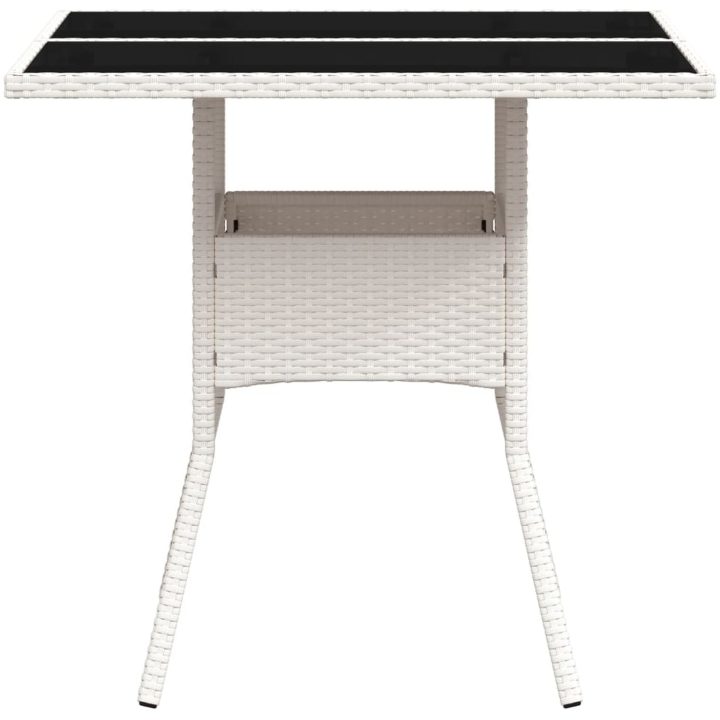 Trädgårdsbord med glasskiva vit 80x80x75 cm konstrotting vidaXL – bild 6