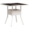 Trädgårdsbord med glasskiva vit 80x80x75 cm konstrotting vidaXL – miniatyr 7