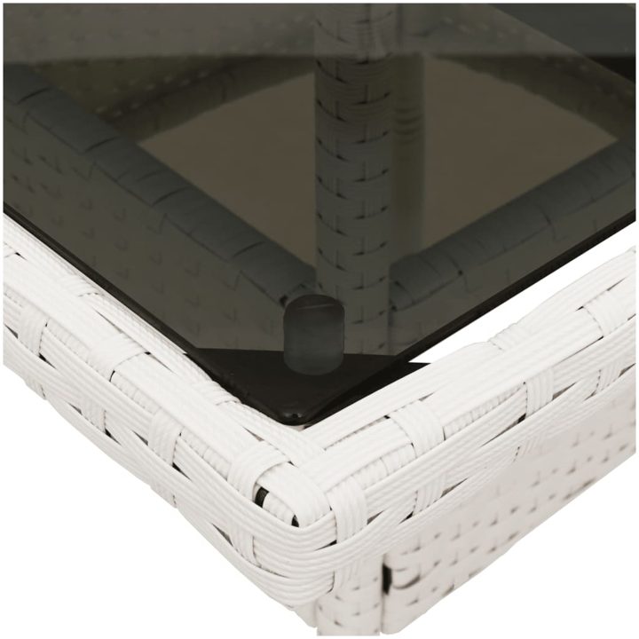 Trädgårdsbord med glasskiva vit 80x80x75 cm konstrotting vidaXL – bild 10