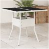 Trädgårdsbord med glasskiva vit 80x80x75 cm konstrotting vidaXL – miniatyr 1
