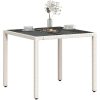 Trädgårdsbord med glasskiva vit 90x90x75 cm konstrotting vidaXL – miniatyr 4