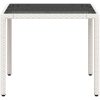 Trädgårdsbord med glasskiva vit 90x90x75 cm konstrotting vidaXL – miniatyr 6