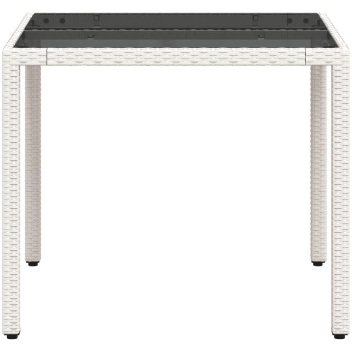 Trädgårdsbord med glasskiva vit 90x90x75 cm konstrotting vidaXL – bild 6