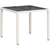 Trädgårdsbord med glasskiva vit 90x90x75 cm konstrotting vidaXL – miniatyr 7
