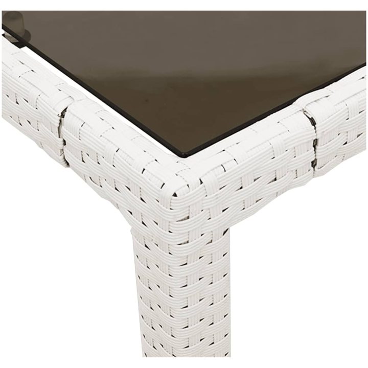 Trädgårdsbord med glasskiva vit 90x90x75 cm konstrotting vidaXL – bild 9