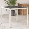 Trädgårdsbord med glasskiva vit 90x90x75 cm konstrotting vidaXL – miniatyr 1