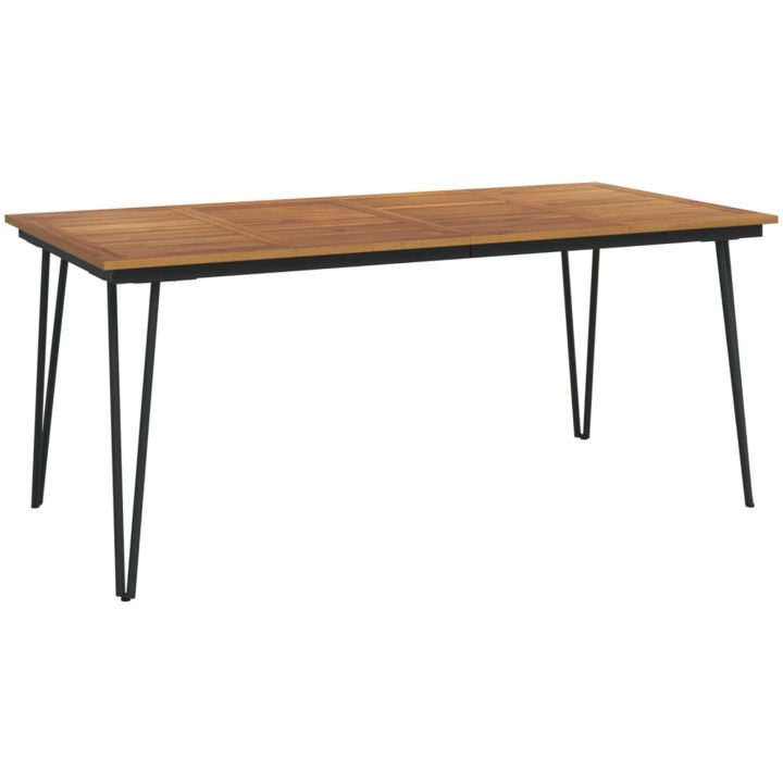 Trädgårdsbord med hårnålsben massivt akaciaträ vidaXL 180 x 90 x 75 cm – bild 2