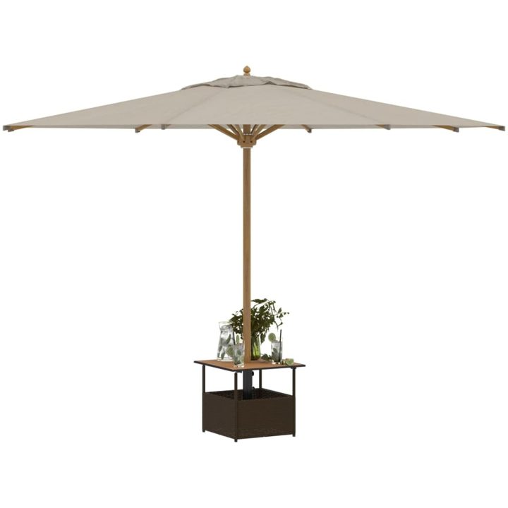 Trädgårdsbord med parasollhål brun 55x55x46,5 cm konstrotting vidaXL – bild 4