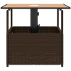 Trädgårdsbord med parasollhål brun 55x55x46,5 cm konstrotting vidaXL – miniatyr 5