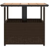 Trädgårdsbord med parasollhål brun 55x55x46,5 cm konstrotting vidaXL – miniatyr 6