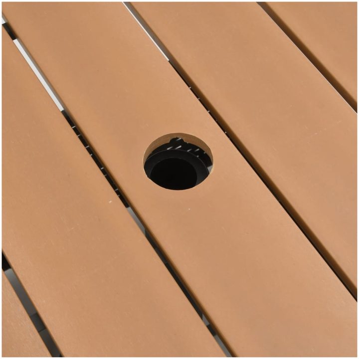 Trädgårdsbord med parasollhål brun 55x55x46,5 cm konstrotting vidaXL – bild 8