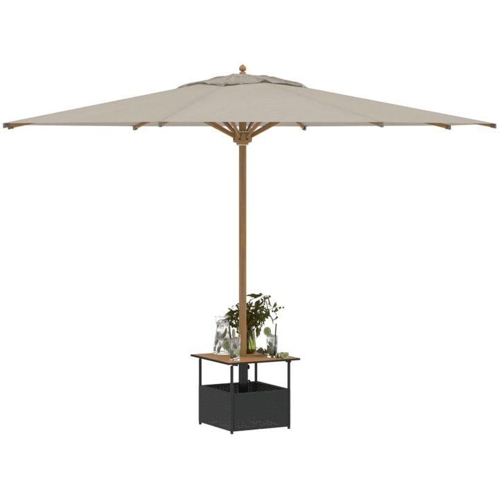 Trädgårdsbord med parasollhål svart 55x55x46,5 cm konstrotting vidaXL – bild 4