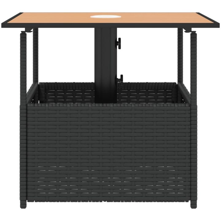 Trädgårdsbord med parasollhål svart 55x55x46,5 cm konstrotting vidaXL – bild 5